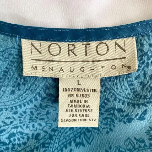 Norton McNaughton Y2K Teal Blue Paisley Maxi Dress 90s Bias Cut Slip Style L - Picture 5 of 5